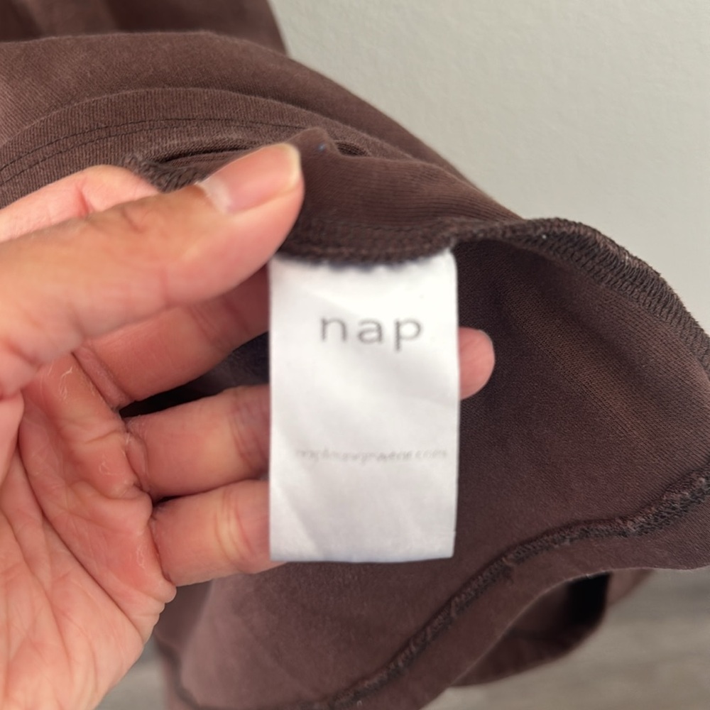 NAP Loungewear Tiered Crewneck Long Sleeve Dress Cotton Brown Mocha Size Small - Picture 8 of 10